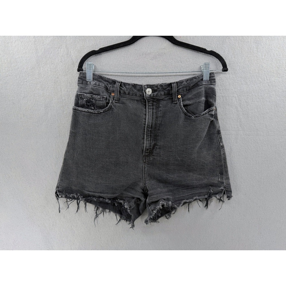 Paige Dani Denim Shorts Womens 31 Dark Raven Destructed Raw Hem Ultra High Rise